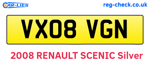 VX08VGN are the vehicle registration plates.