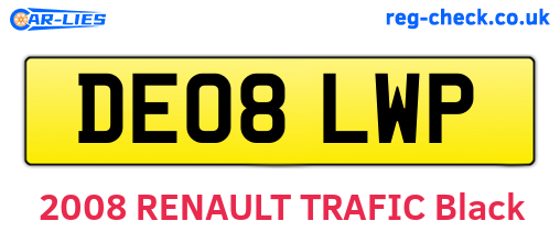 DE08LWP are the vehicle registration plates.