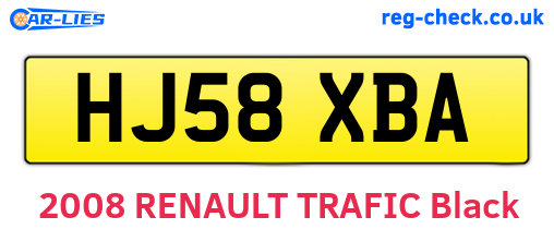 HJ58XBA are the vehicle registration plates.