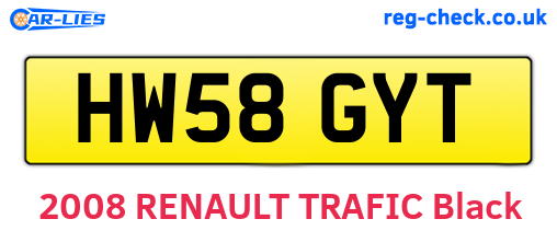 HW58GYT are the vehicle registration plates.
