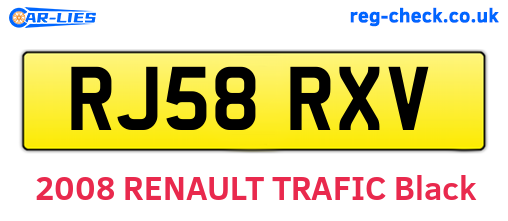 RJ58RXV are the vehicle registration plates.