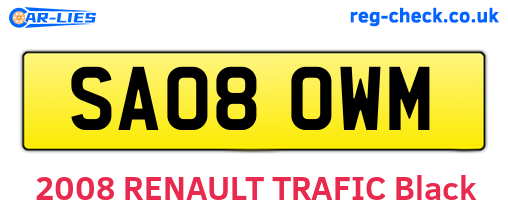 SA08OWM are the vehicle registration plates.