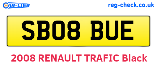 SB08BUE are the vehicle registration plates.