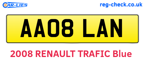 AA08LAN are the vehicle registration plates.