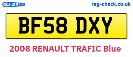 BF58DXY are the vehicle registration plates.