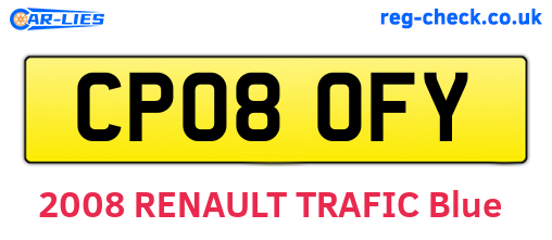 CP08OFY are the vehicle registration plates.