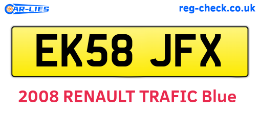 EK58JFX are the vehicle registration plates.