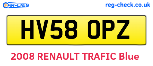 HV58OPZ are the vehicle registration plates.