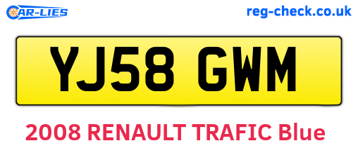 YJ58GWM are the vehicle registration plates.