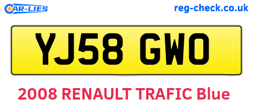 YJ58GWO are the vehicle registration plates.