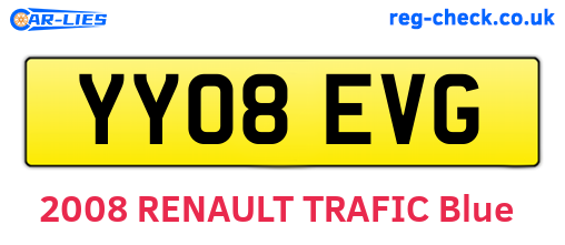 YY08EVG are the vehicle registration plates.