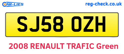 SJ58OZH are the vehicle registration plates.