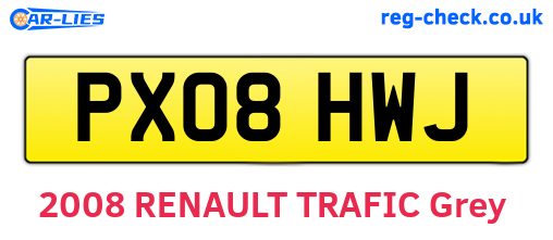 PX08HWJ are the vehicle registration plates.