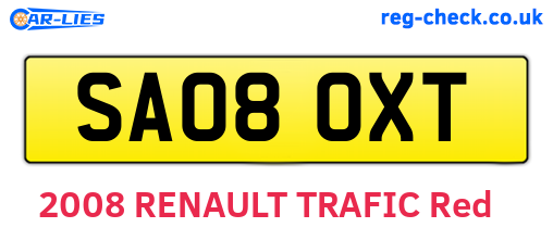 SA08OXT are the vehicle registration plates.