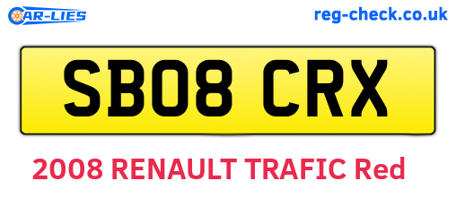 SB08CRX are the vehicle registration plates.