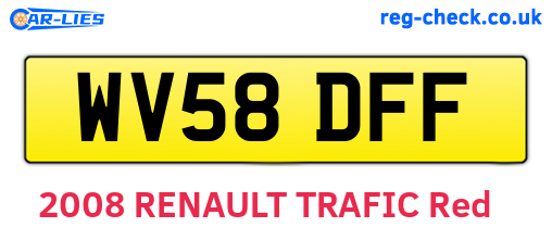 WV58DFF are the vehicle registration plates.