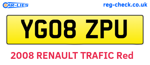 YG08ZPU are the vehicle registration plates.