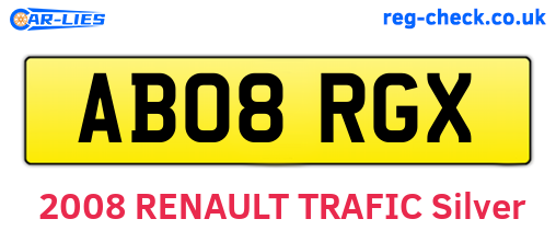 AB08RGX are the vehicle registration plates.