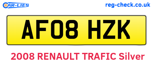AF08HZK are the vehicle registration plates.