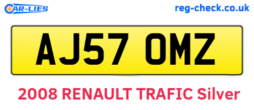 AJ57OMZ are the vehicle registration plates.