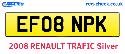 EF08NPK are the vehicle registration plates.