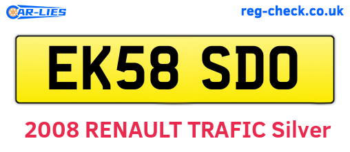 EK58SDO are the vehicle registration plates.
