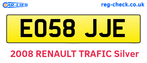 EO58JJE are the vehicle registration plates.