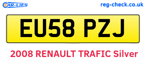EU58PZJ are the vehicle registration plates.