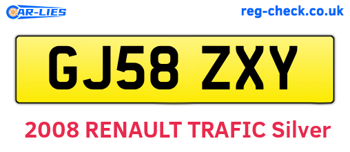 GJ58ZXY are the vehicle registration plates.