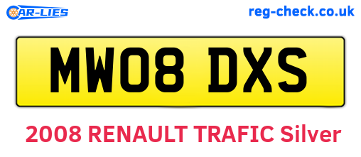 MW08DXS are the vehicle registration plates.