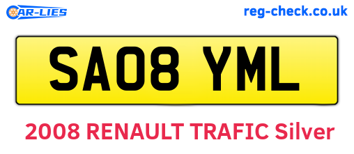 SA08YML are the vehicle registration plates.