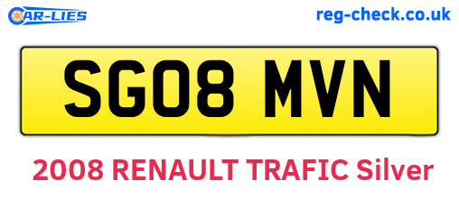 SG08MVN are the vehicle registration plates.