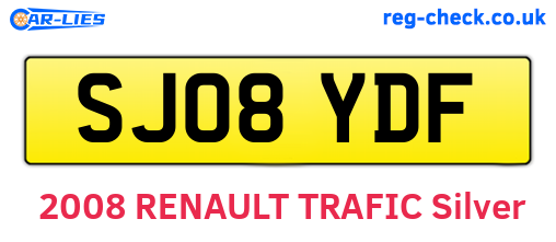 SJ08YDF are the vehicle registration plates.