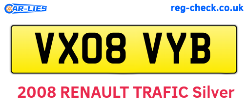 VX08VYB are the vehicle registration plates.