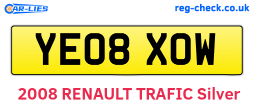 YE08XOW are the vehicle registration plates.