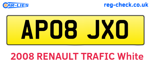AP08JXO are the vehicle registration plates.