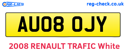 AU08OJY are the vehicle registration plates.
