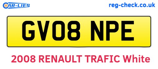 GV08NPE are the vehicle registration plates.