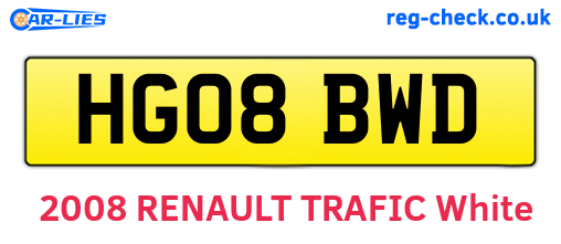 HG08BWD are the vehicle registration plates.