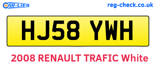 HJ58YWH are the vehicle registration plates.
