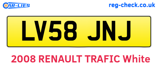 LV58JNJ are the vehicle registration plates.