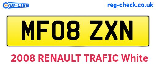 MF08ZXN are the vehicle registration plates.