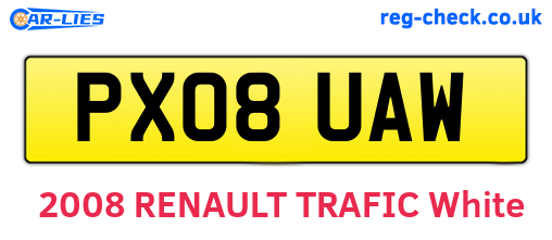 PX08UAW are the vehicle registration plates.