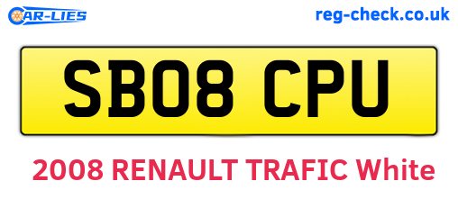 SB08CPU are the vehicle registration plates.