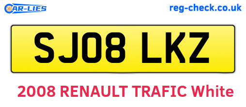 SJ08LKZ are the vehicle registration plates.