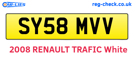 SY58MVV are the vehicle registration plates.