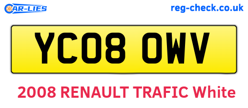 YC08OWV are the vehicle registration plates.