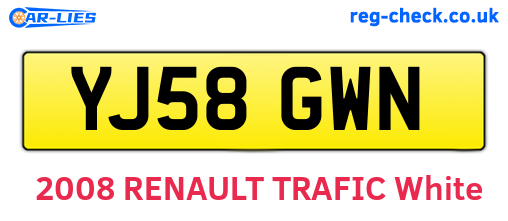 YJ58GWN are the vehicle registration plates.