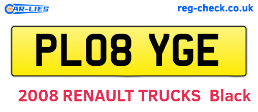 PL08YGE are the vehicle registration plates.