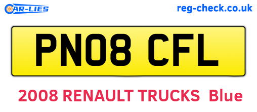 PN08CFL are the vehicle registration plates.